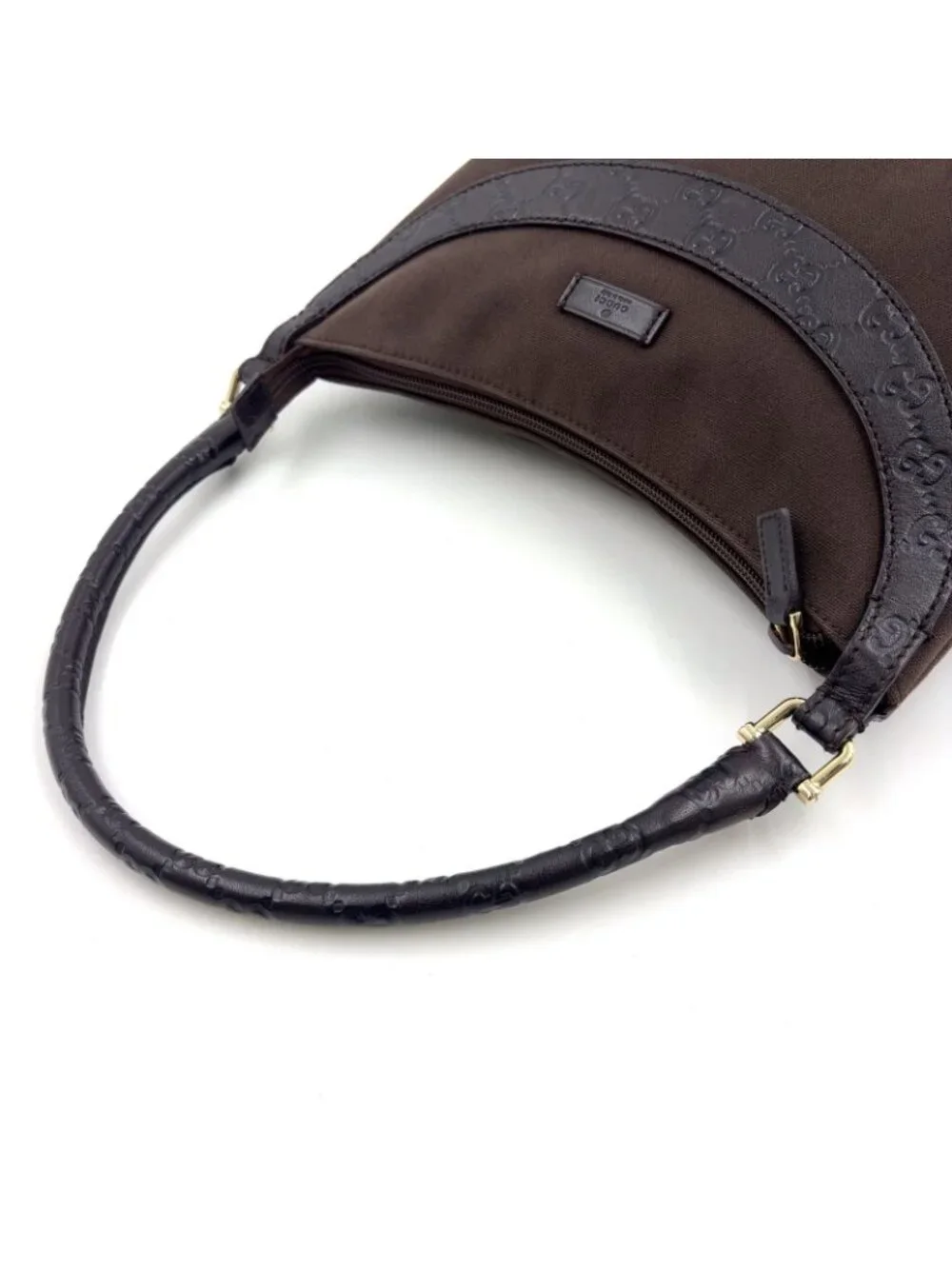 ★SOLD★ Gucci Limited Guccissima Leather Canvas Dark Brown Shoulder Bag Silver - Picture 10 of 15